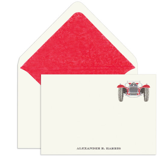 Red Roadster Engraved Motif Flat Note Cards